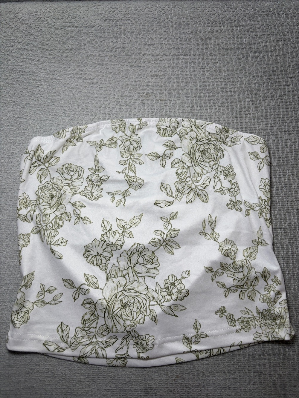 SHEIN White Floral Strapless Tube Top